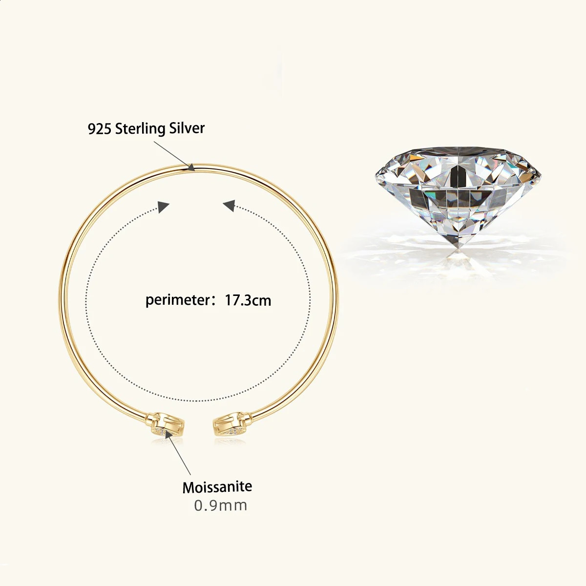 Na Original 925 Silver Jewelry Women Bracelets Bangles Jewelry Women Heart Charm VVS GRA Certified Open Bangle 250107