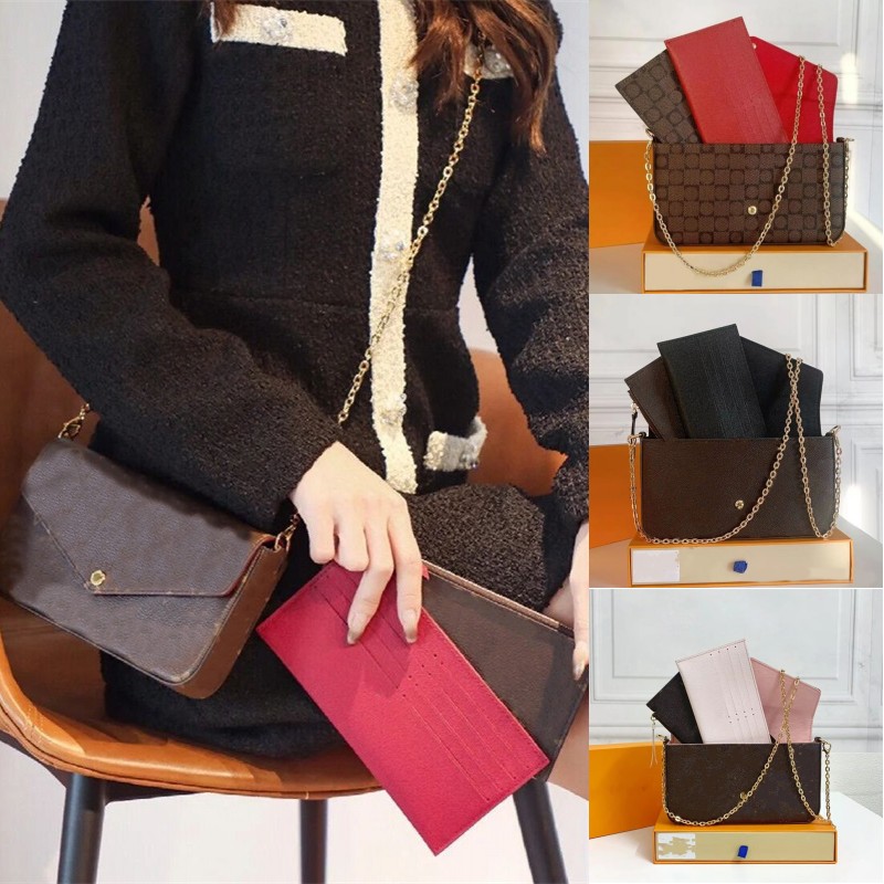 Leather crossbody designer bags shoulder bag designer felicie pochette high quality wallet multicolors single chain clutch luxury bags popular xb092 C4