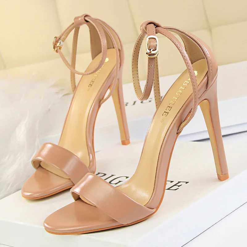 New Arrival BIGTREE shoes Pu leather high heels 2025 new womens high heels sexy slim high heels 11cm party shoes color matching womens sandals T250110