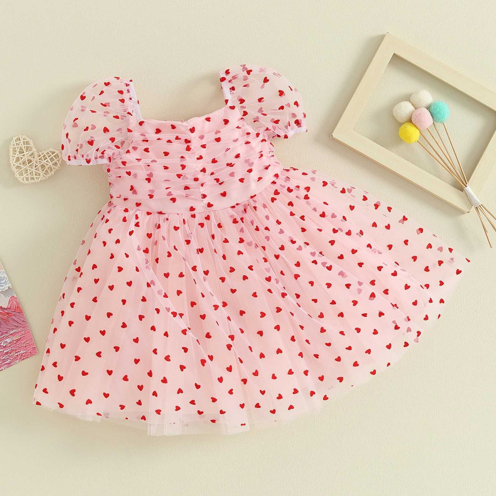 6M-4Y Valentines Day Toddler Baby Girl Tutu Dress Heart Shaped Chiffon Par Girl Birthday Wedding Dress D05 W250111