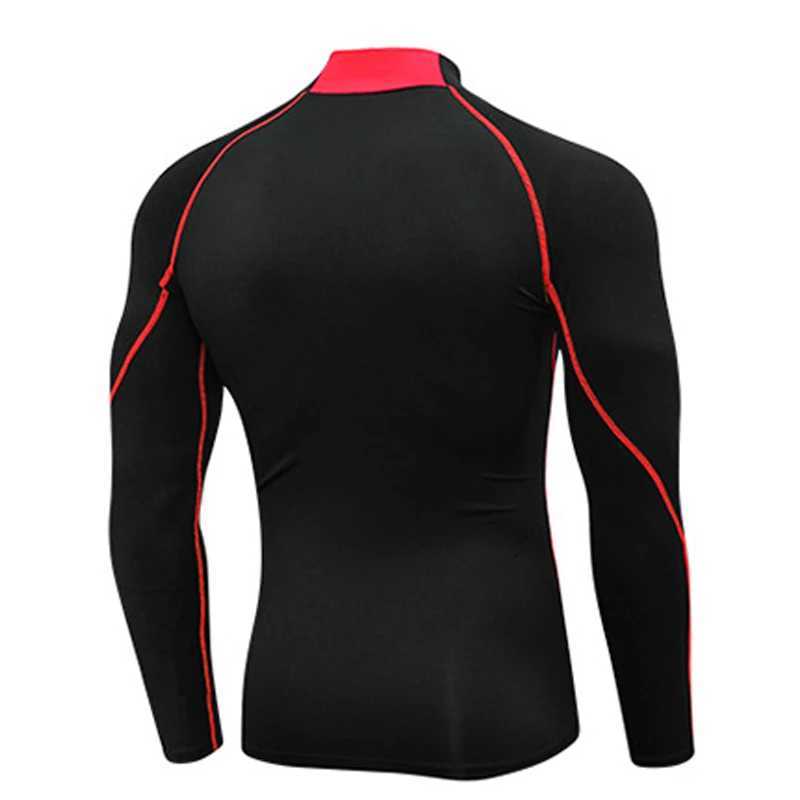 New compression running shirt mens stand up collar elastic T-shirt Raglan long sleeved fitness top quick drying gym sportswear W250111