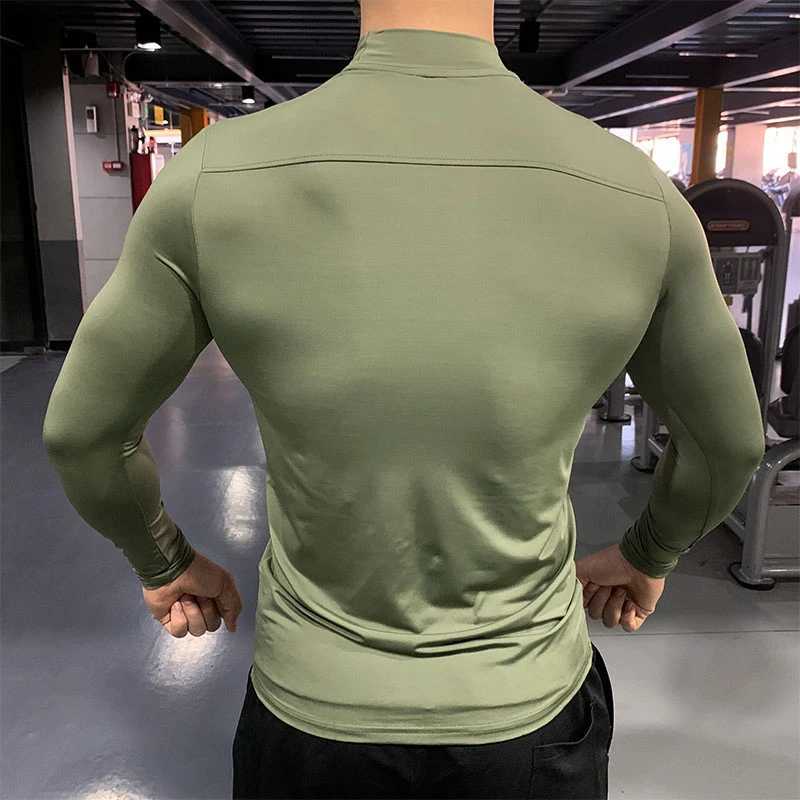 Compressed elastic T-shirt mens quick drying breathable long sleeved top gym sports T-shirt mens casual T-shirt outdoor sportswear W250111