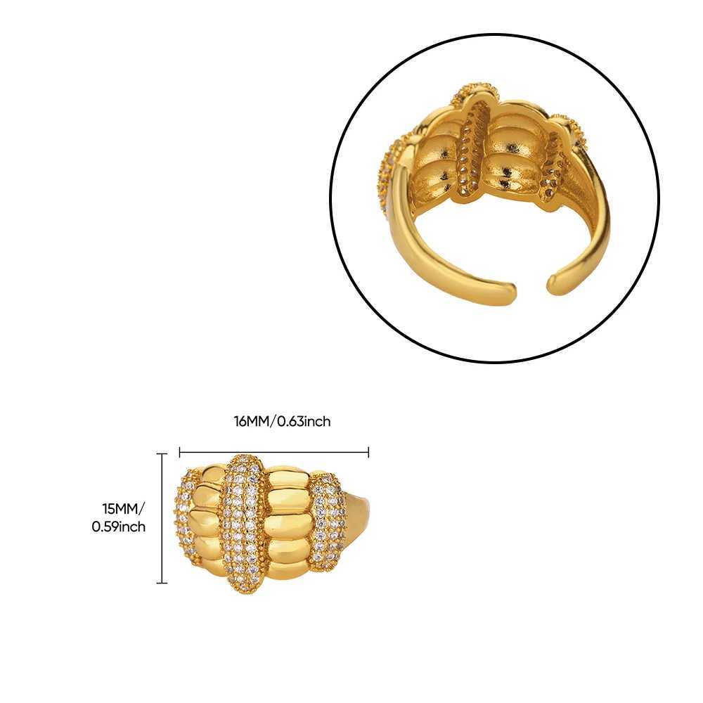Luxury Zircon Stainl Steel Gold Plated Ring for Women Latt Design Open Adjustable Fashion Party Jewelry Accory TrenXJ250110