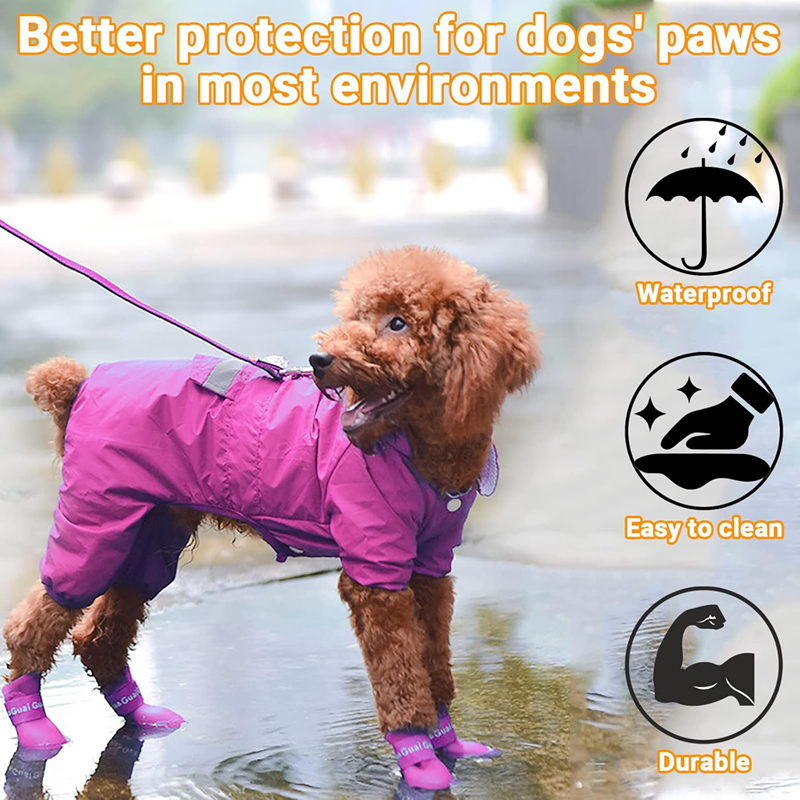 Cute Dog Rain Snow Boots Candy Colors Rubber Waterproof Anti-Slip Pet Waterproof Rain Shoes for Small Medium Dogs Outdoor Shoe Dog Ankle Boots Pet Rai