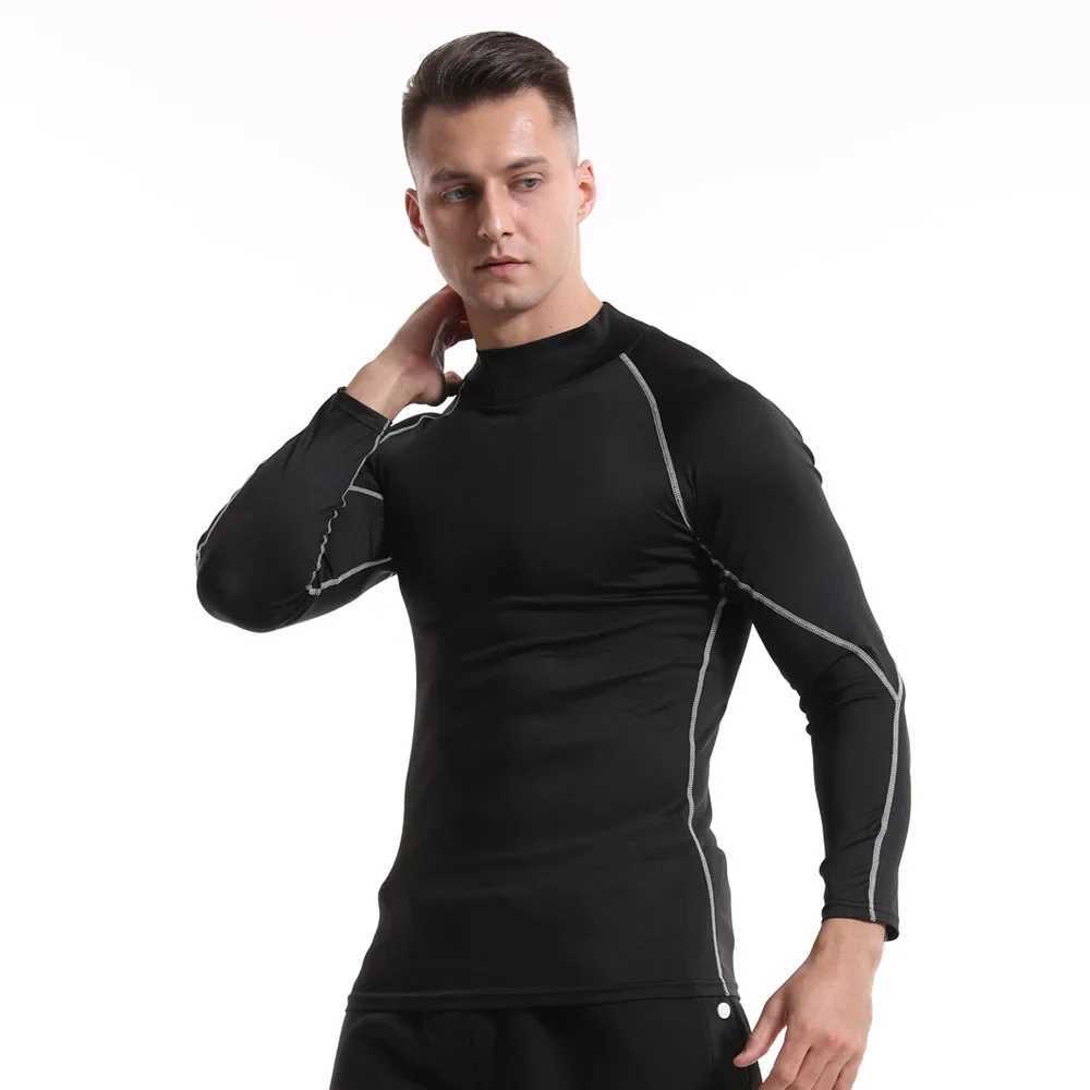 2 pieces of mens long sleeved thermal underwear thin and tight suitable for quick drying and elastic fitness tops worn by Sprots in autumn and winter 