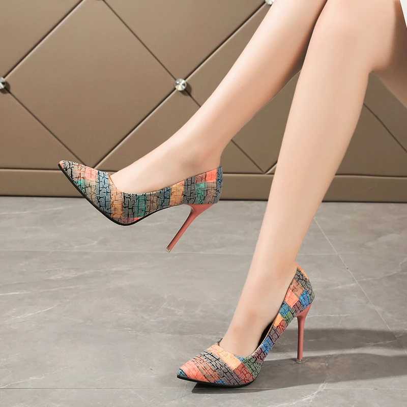 New Arrival Pointed Toe womens high heels super high heels fashionable and sexy womens shoes embroidered plain weave pattern womens large size 42 T250