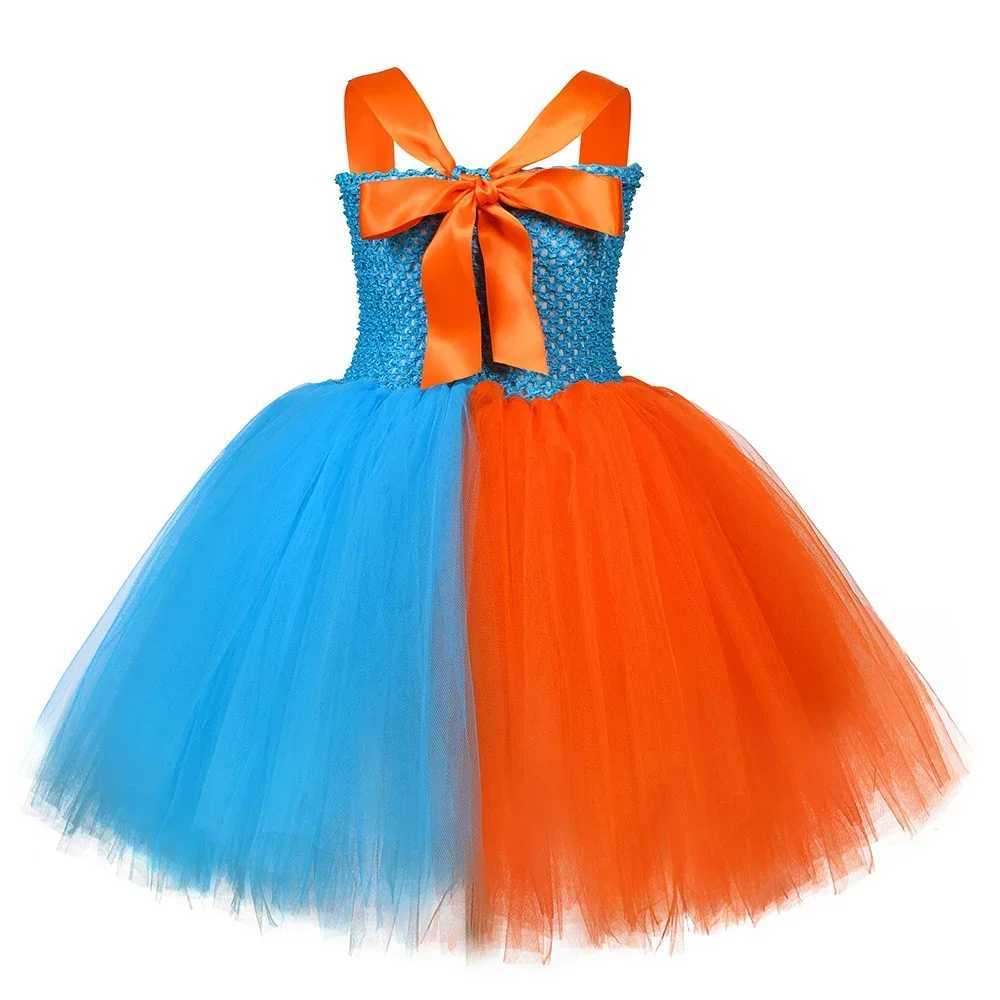 Teachers costume childrens orange sky blue English education Tutu dress hat glasses girl Halloween costume W250111