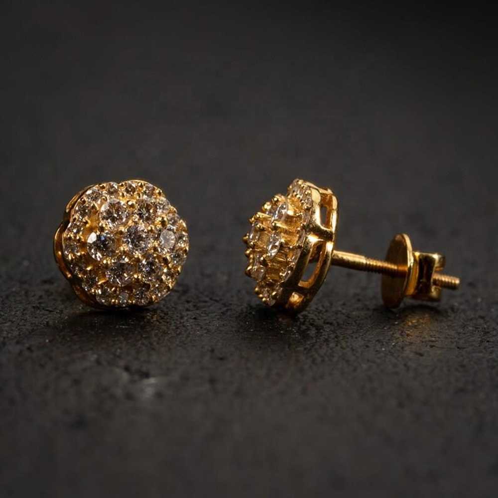 Sterg Sier Screw Back VVS Gold Plated wer Cluster Stud Mens Iced Out Moissanite Earrings