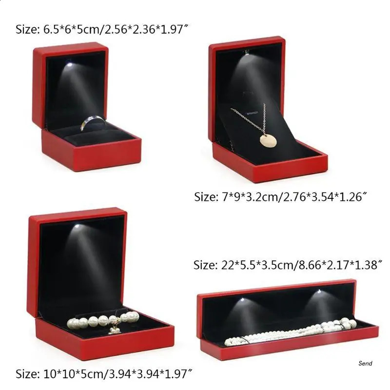 Fashion LED Light Necklace Long Chain Box Bracelet Display for CASE Jewelry Gift Box Pendant Holder for Wedding Annivers 250106