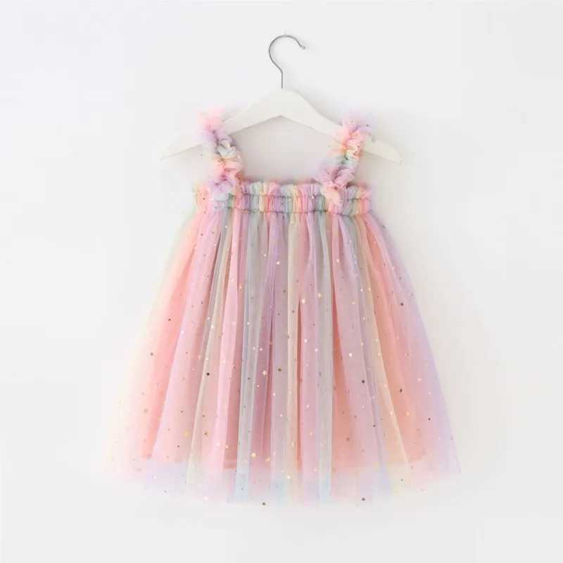 Fashionable baby girl princess with Tutu dress baby toddler sparkling chiffon Vestido birthday party Pageant baby clothing 1-7Y W250111