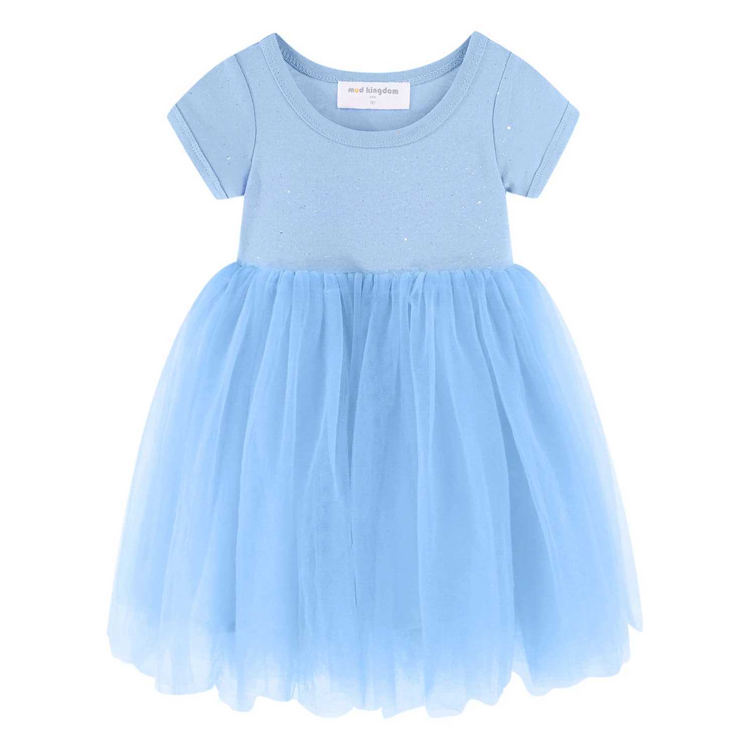 Mudkingdom Sparkly Girls Tutu Dress Short sleeved Wedding Dress Princess Par Dress Big Girl Tulle Dress Childrens Summer W250111