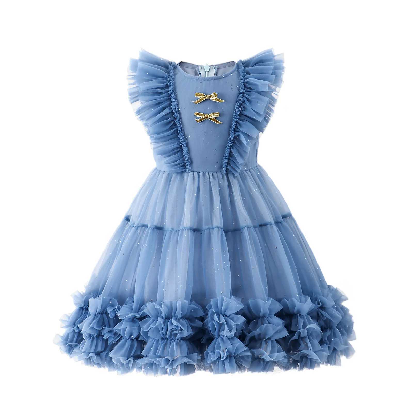 Baby Girl Tutu Princess Dress Baby Butterfly Puff Sleeves Childrens Gauntlet Viscount Par Birthday Baby Clothing L468 W250111