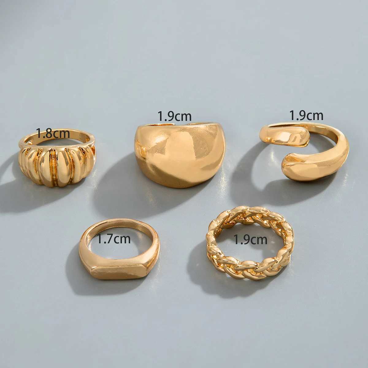 Tocona Fashion Gold Chain Pattern Ring Set suitable for womens classic Lrregular rings jewelry parties 5 pieces/set W250111