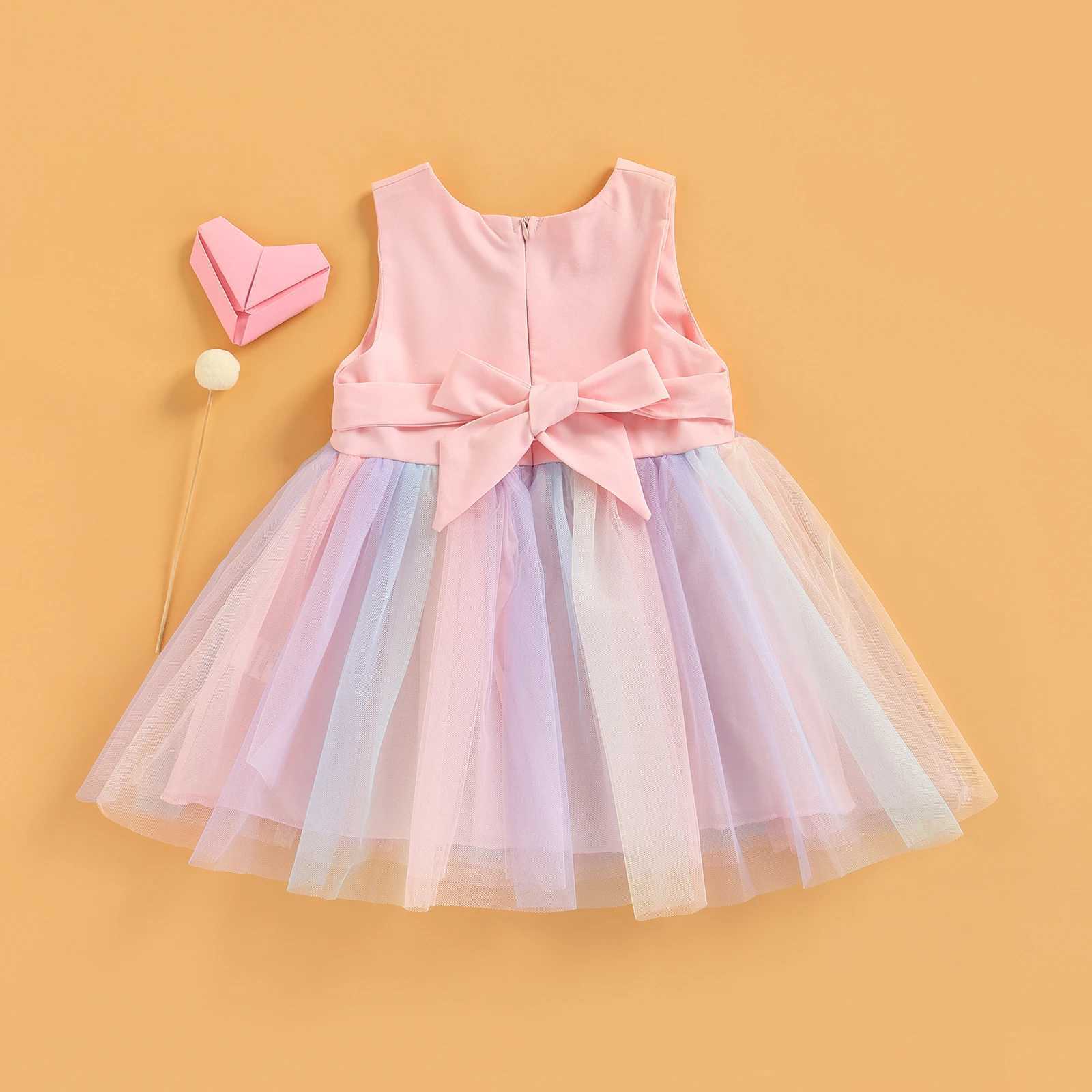 Citgeett Summer Preschool Childrens Girls Princess Dress Sleeveless Bow Rainbow Tulle Tutu Dress Par Dress W250111