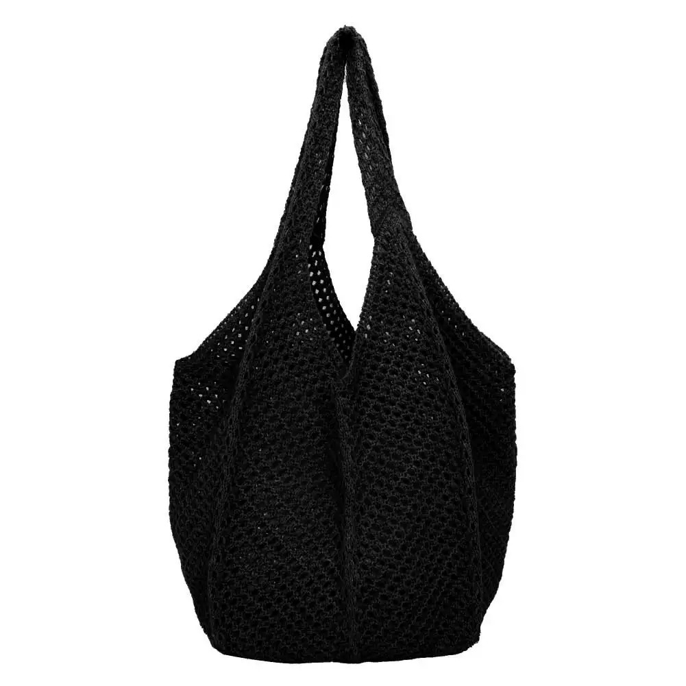 Women Crochet Tote Bag Fashion Knitted Large Capacity Woven Shoulder Solid Color Simple Shopping for Summer Beach 250107