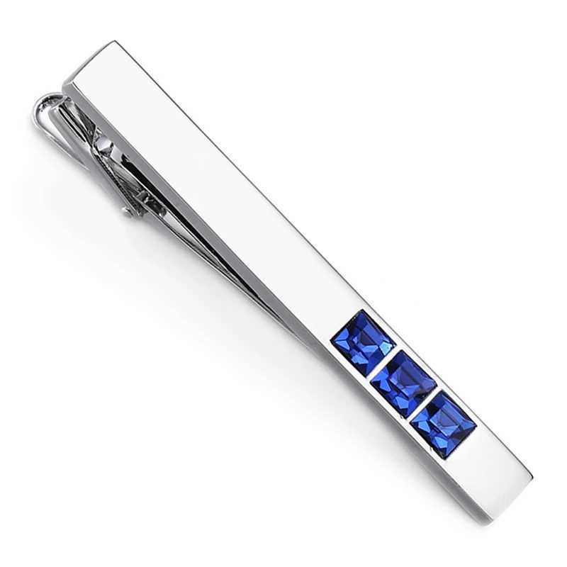 Luxury mens and womens tie clips high-quality metal laser plain blue crystal clip busin suit accessories jewelry gifts W250111