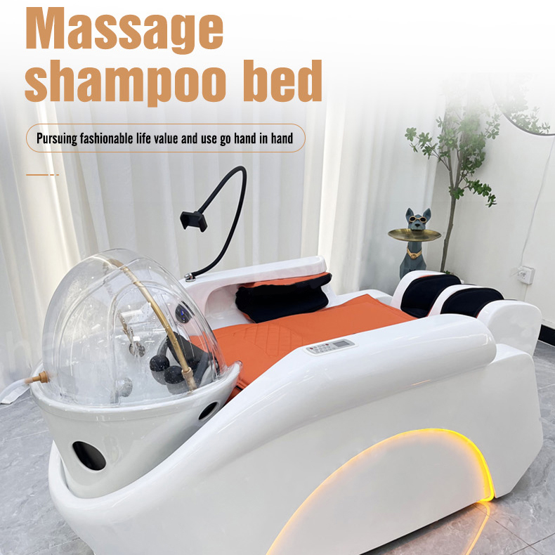 Luxury Automatic Electric Head Massage Shampoo Chair Adjustable Modern Design for Bed & Massage Barbershop Use Hair Washing Basin Body Massage Bed