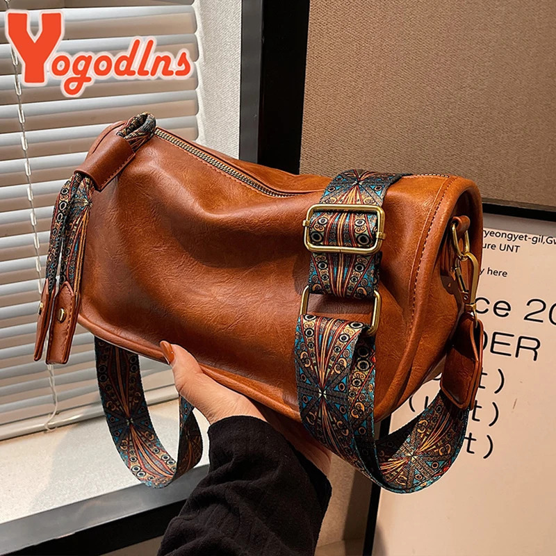 Yogodlns Vintage Shoulder Bag For Women PU Leather Pillow Style Crossbody Lady Messenger Ladies Tote Purse 250107