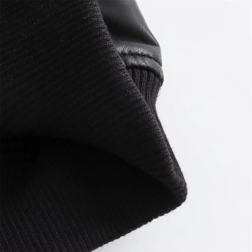 UNIZERA2023 Autumn and Winter Womens Fashion Versatile Short Motorcycle Faux Leather Pilot Jacket Coat 250103