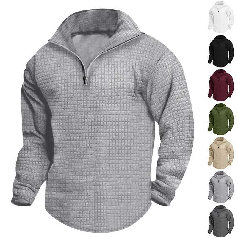European and American Half Zipper Small Square Hoodie Mens Spring and Autumn Style Stand Collar Half Zipper W250110