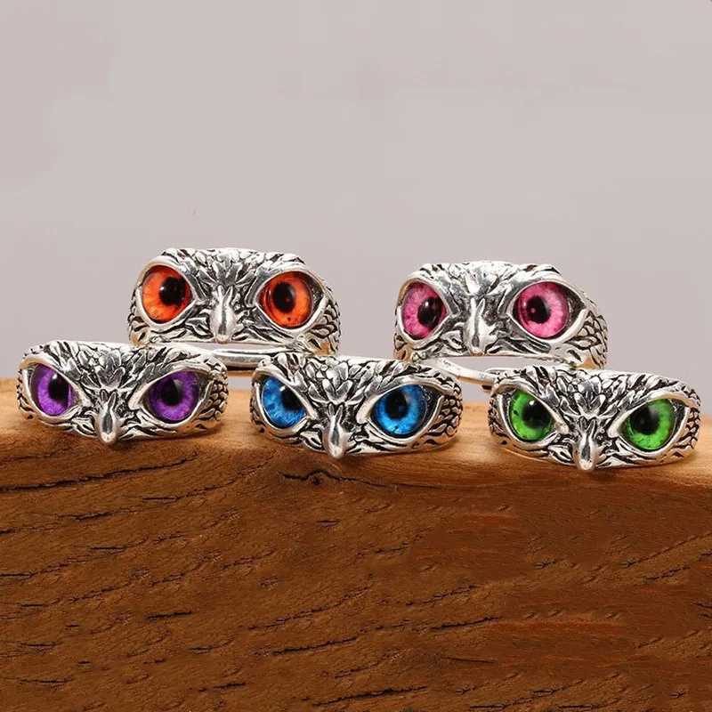 Adjustable Retro Owl Ring Mens Retro Color Eye Ring W250111