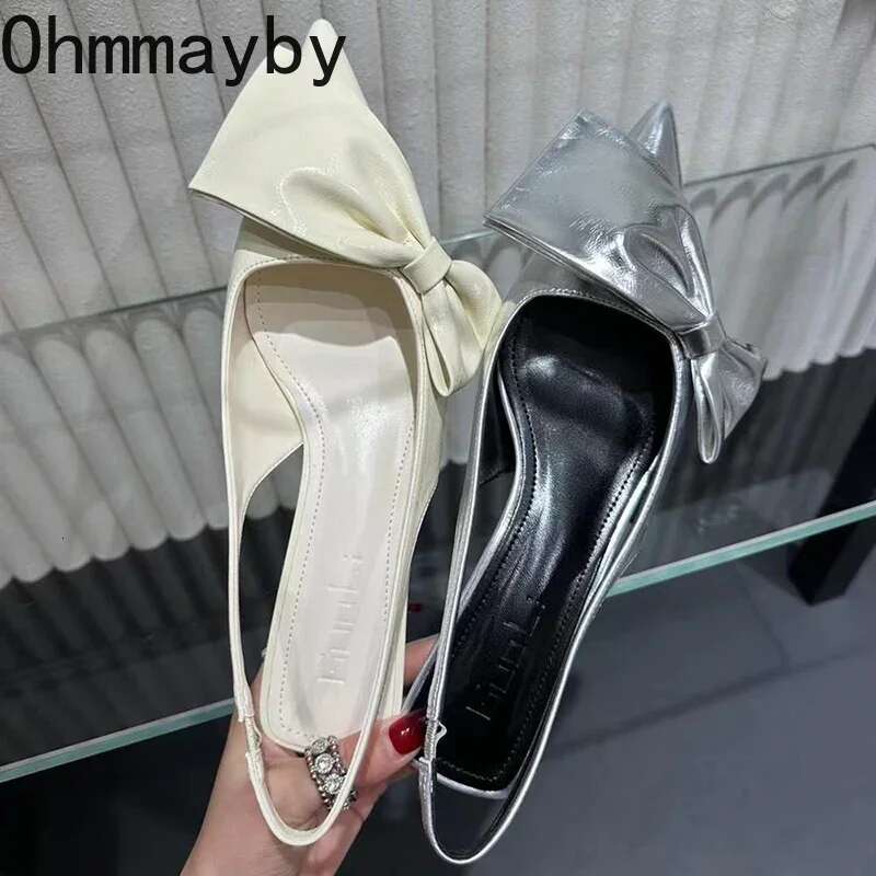 Summer Pointed Toe Women Sandals Fashion Shallow Butterfly-Knot Singbacks Shoes Ladies Elegant Leopard High Heel Sandalias