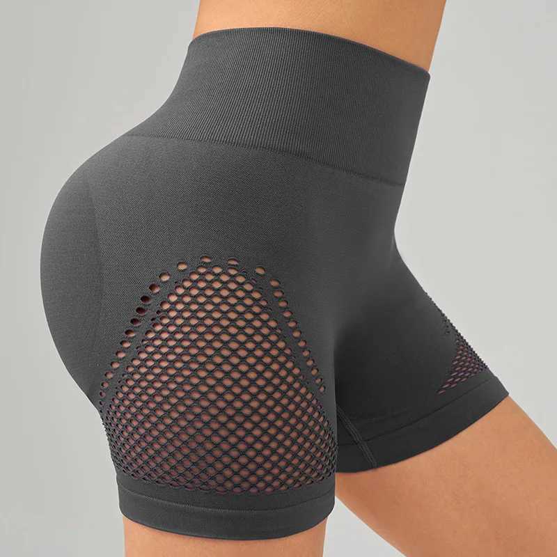 Sexy Hollow Out High Waist Yoga Short Gym Mujer High Bounce Breathable Hip Lift Fitness Pants Workout Running Gym LeggingsXJ250111