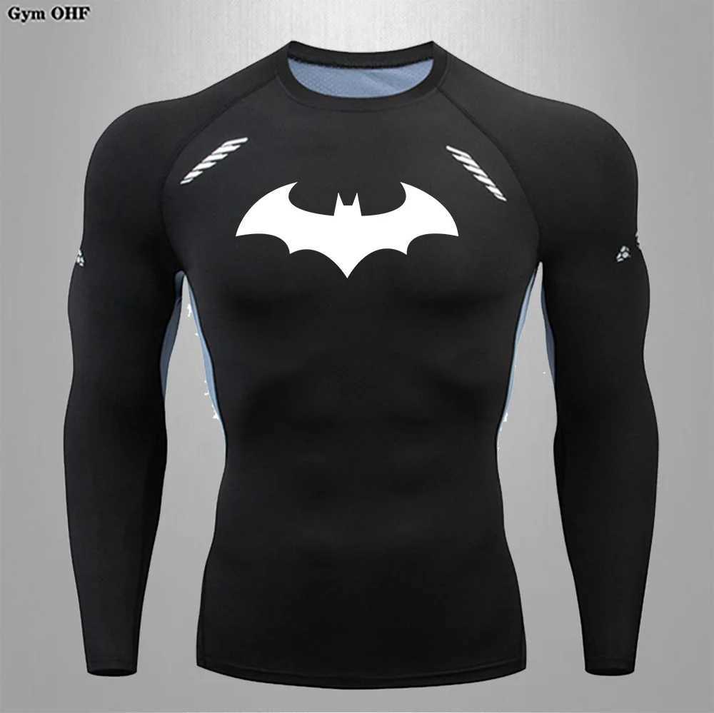 Mens Bat Compression Shirt Mens Long Sleeve Running T-shirt Sunscreen Second Breathable Fast Drying Rashgarda Top Sports W250111