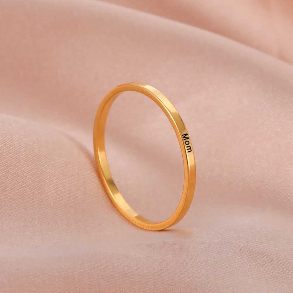 Sipuris Engraved Personalized Name Rings Stainl Steel Custom Simple Ring Anniversary Gold Color Jewelry Gift Couple RingXJ250110