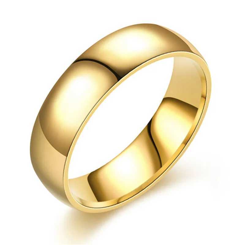 Simple 6mm Ring for Women Men Prevent Allergy High Polished Wedding Rings Stainl Steel Couple Finger Jewelry GiftsXJ250110