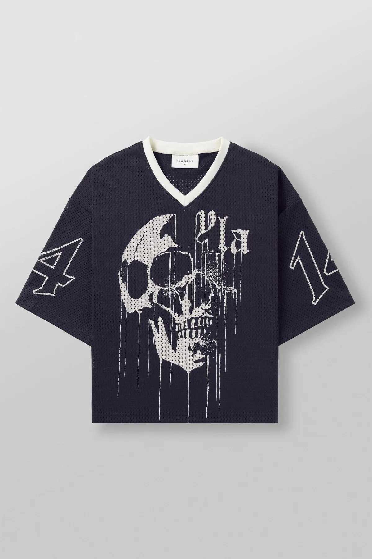 American trend brand oversized graphic T-shirt mens fitness quick drying and breathable large mesh printed short sleeved top W250111