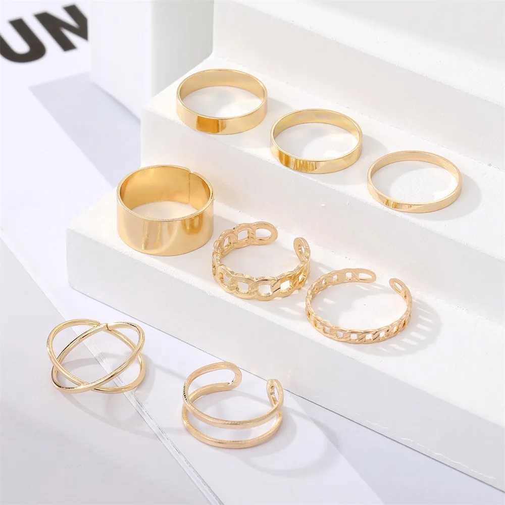 Bohemian Cross Wide Ring Set Suitable for Women Simple Chain Finger Tail Ring 2022 New Bijoux Jewelry Gift Ring W250111
