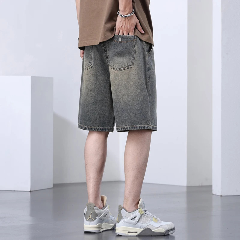 Mens Denim Shorts Summer Clothes Vintage Pants Fashion Thin Casual Loose Bermuda Jeans Wide Short 250108