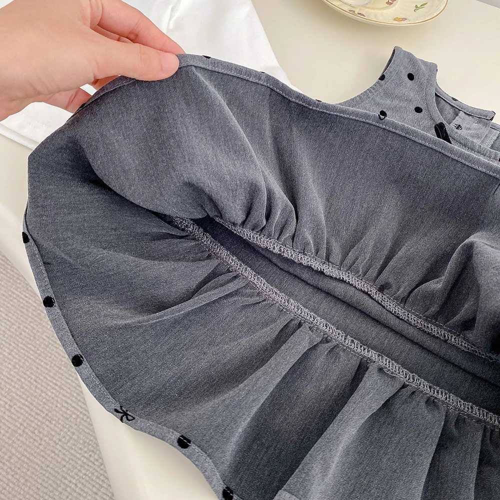 Spring 2025 new womens sleeveless polka dot vest pleated dress options long sleeved T-shirt W250111