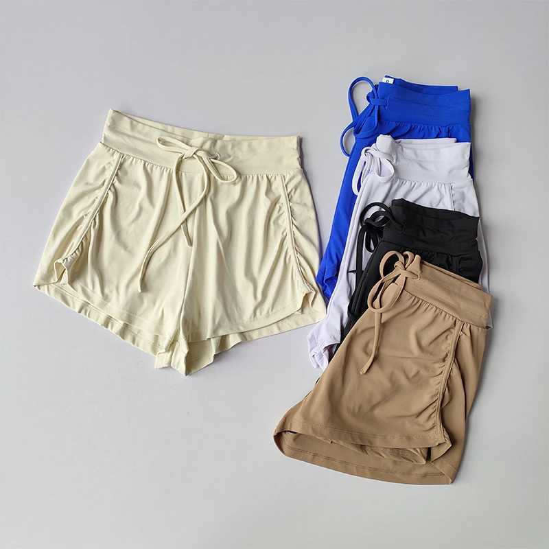 2024 Summer New Sports Shorts Womens Casual Double Layer Anti-gloss High Waist Quick-dry Yoga Shorts Running Fitness ShortsXJ250111