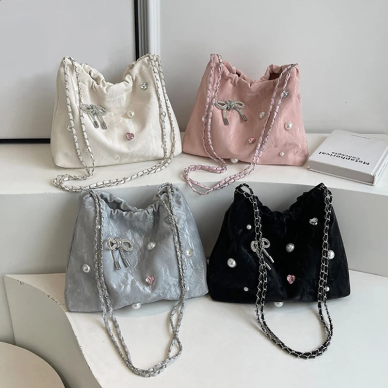 Bow Tote Fashionable Single Shoulder Underarm Bag Large Capacity Versatile 250106