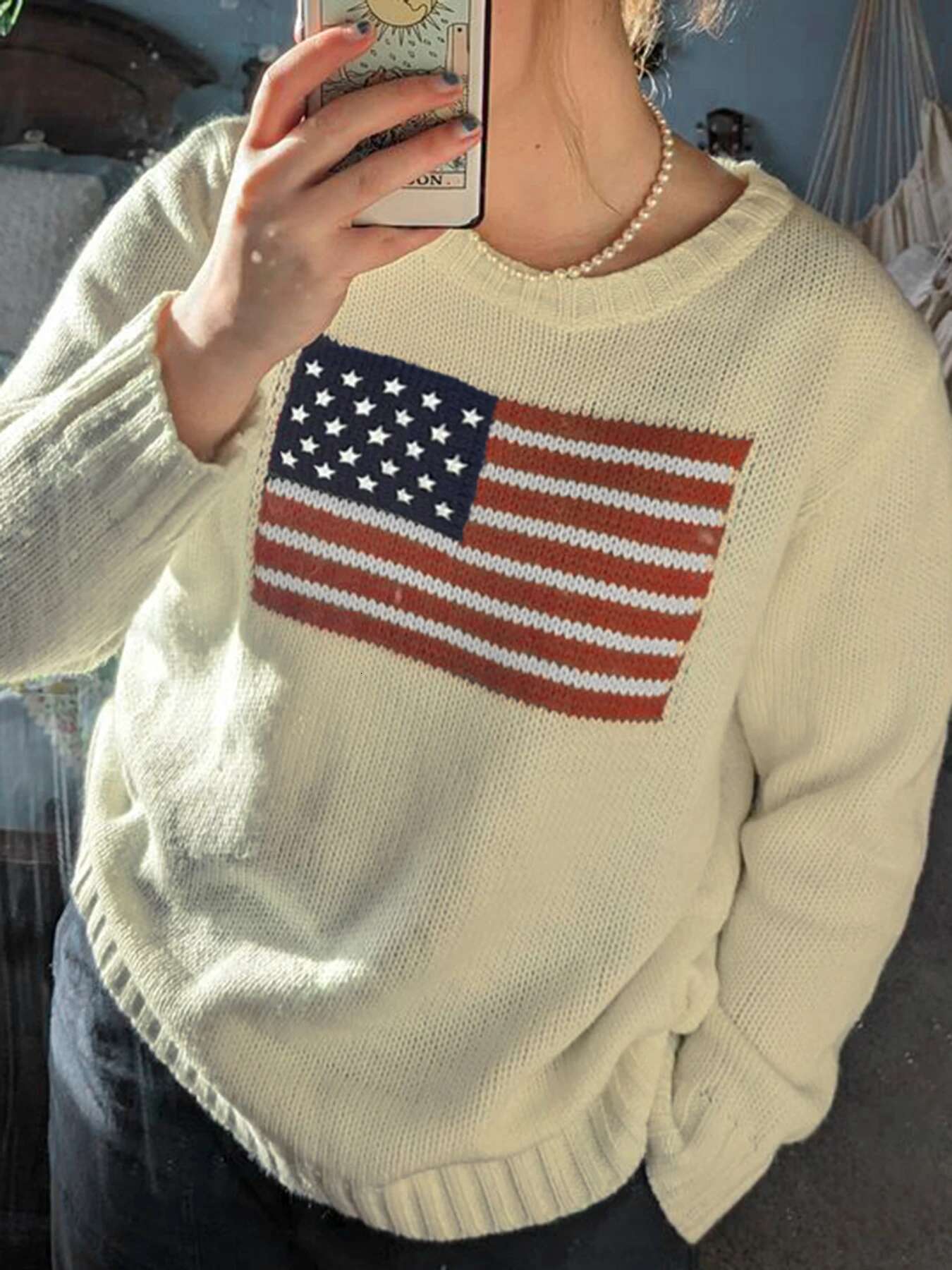Cuteandpsycho Autumn Graphic Print Knit Sweaters Crewneck Haruku Aesthetic Pullovers Y2k Vintage Casual Loose Outfits Women