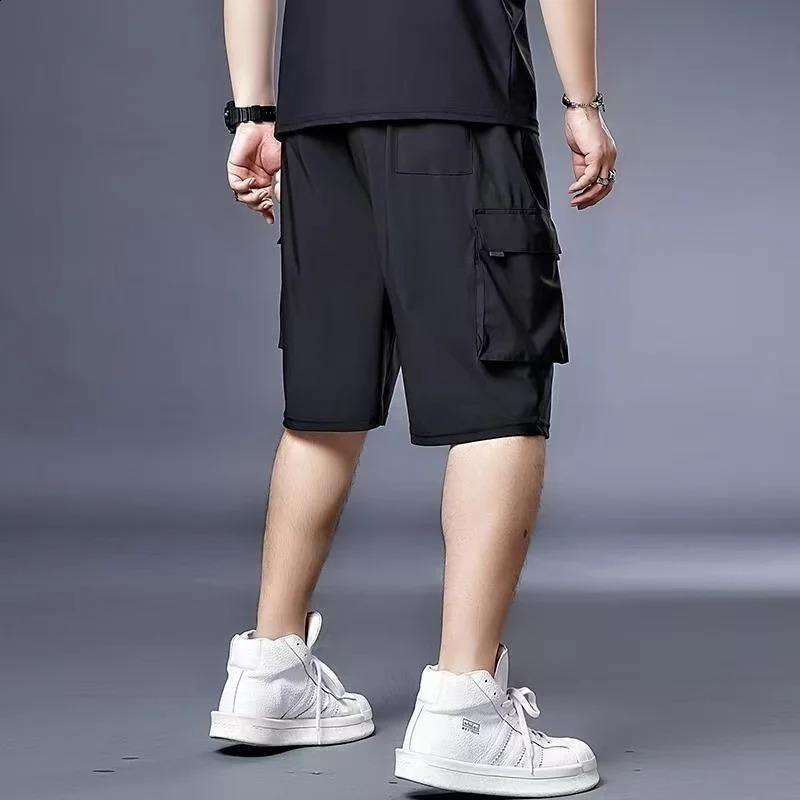 Mens Summer Ice Silk Quick Dry Knee Pants Loose Breathable Beach Shorts Athleisure plus Size Casual Clothing Cargo pants 250108