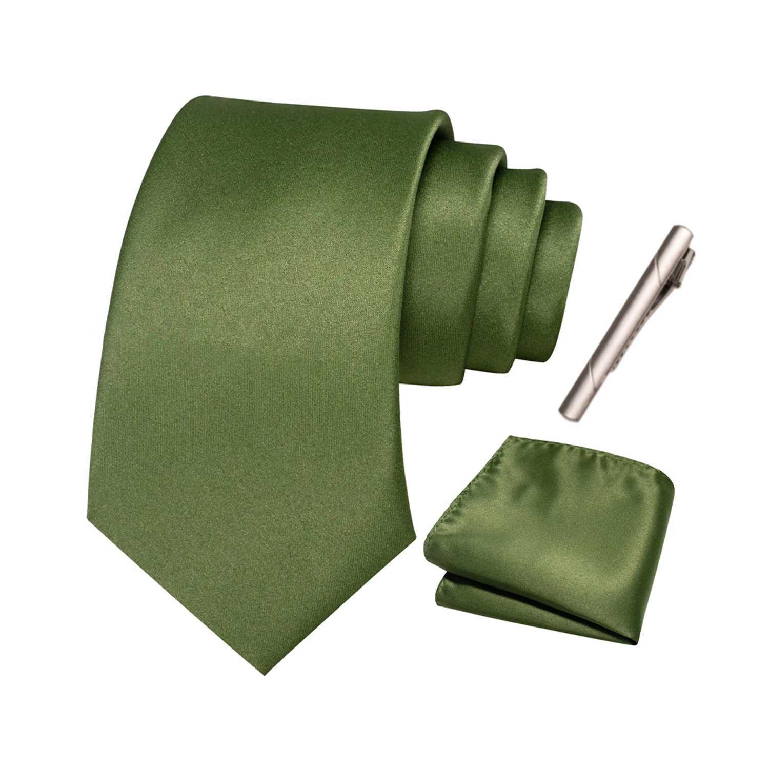 JEMYGINS Solid Polyester Mens Tie Handle Tie Clip Set Blue Pink Mint Green Necklace Used for Wedding Party Decoration W250111