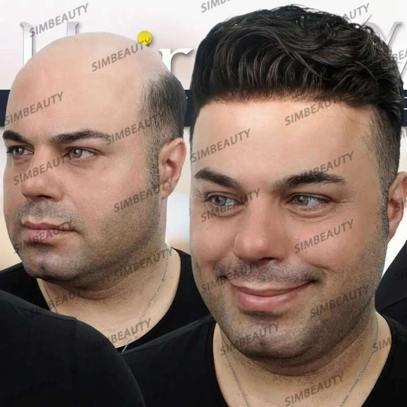 100% Human Hair Men Toupee Natural Haire Full Skin Pu Base Durable Thin 0.1Mm Male Wigs Replacement Unit Capillary Prosthesis