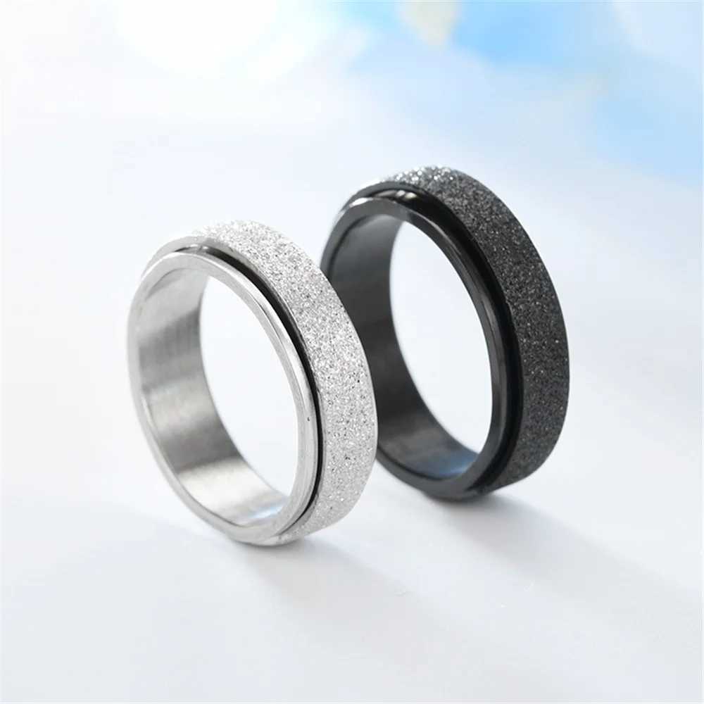 Anxiety Fidget Mens Rotating Ring 6mm Sandblasting Stainless Steel Rotating Ring Womens Pressure resistant Jewelry W250111