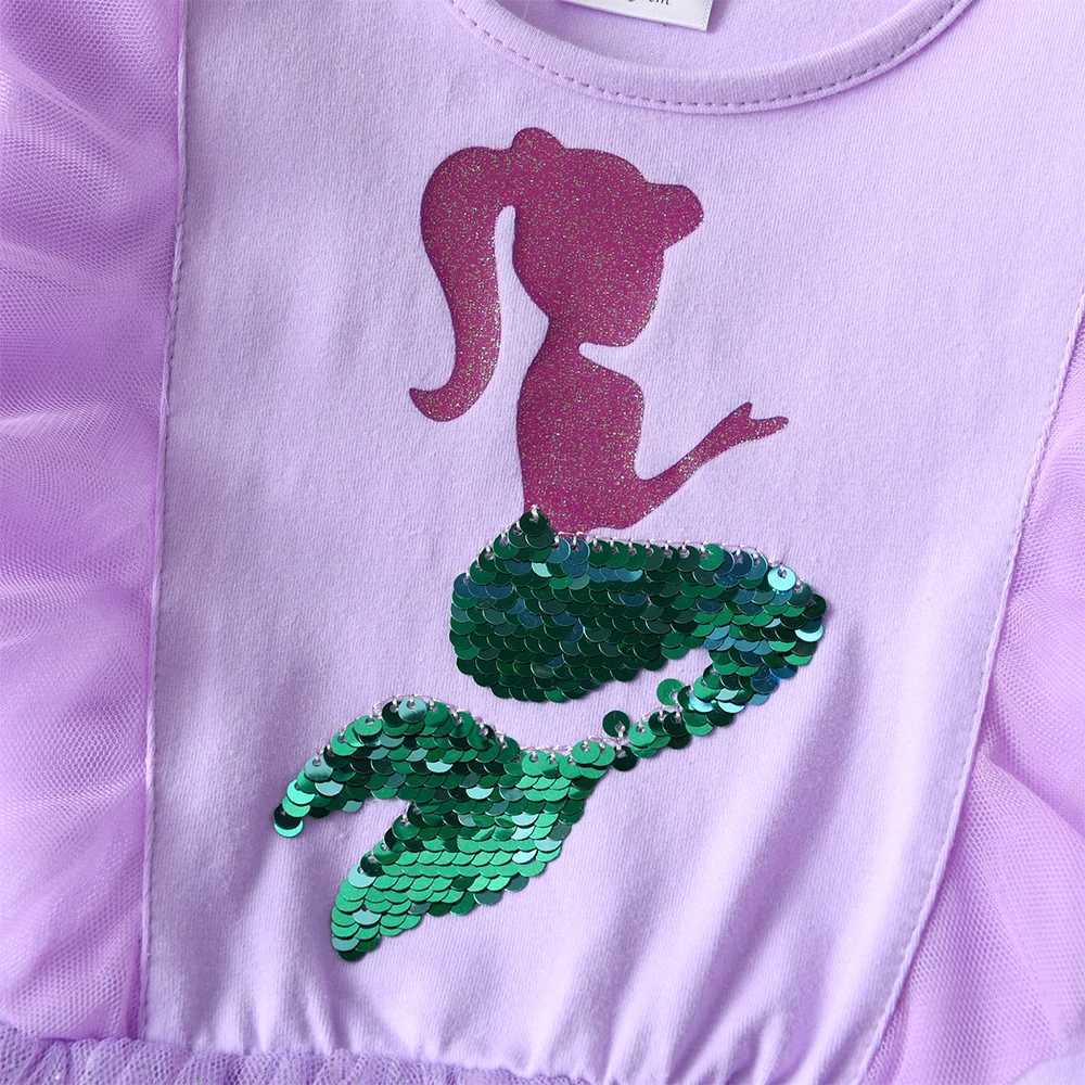 DXTON 2024 Girl Winter Childrens Birthday Par Clothing Mermaid sequin Princess Tutu Dress Patch Work Preschool Mesh Dress W250111