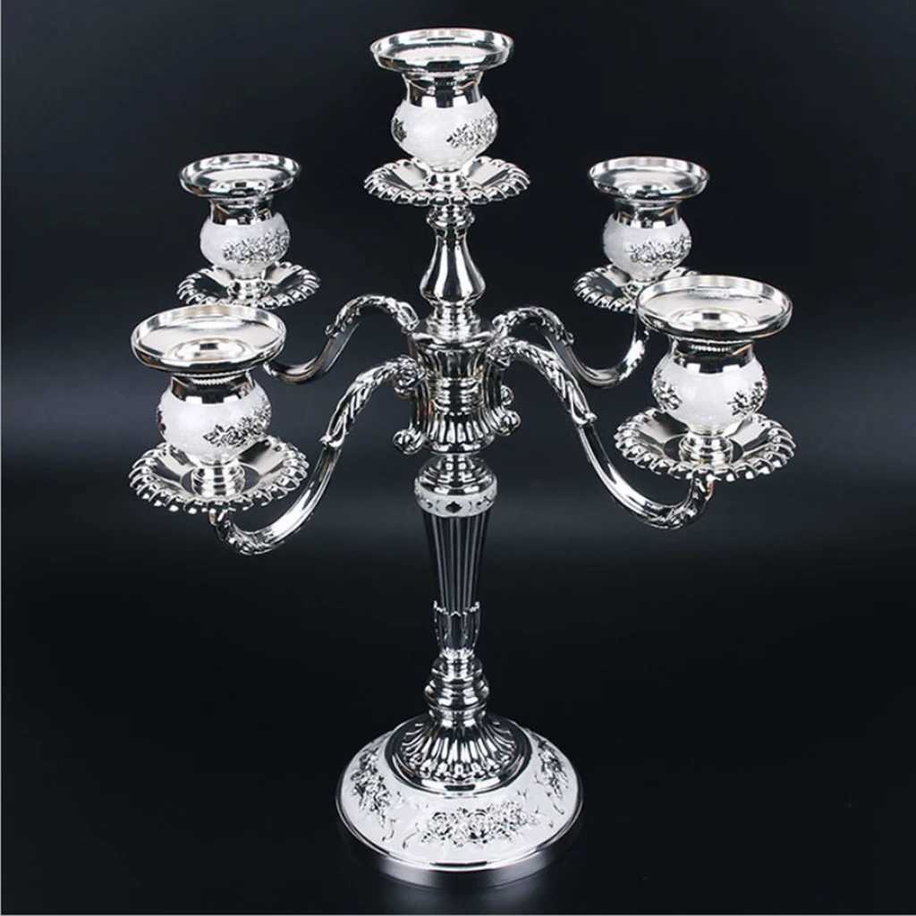 Alloy European Style Candlestick 5-Candelabra Candlestick 14 inch High Metal Candlestick Used for Home Wedding Decoration M250111