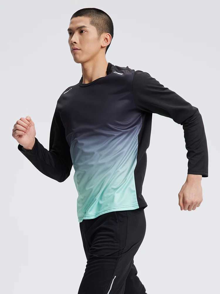 Sports T-shirt mens long sleep loose and fast drying casual running clothes for all seasons fitness top W250111
