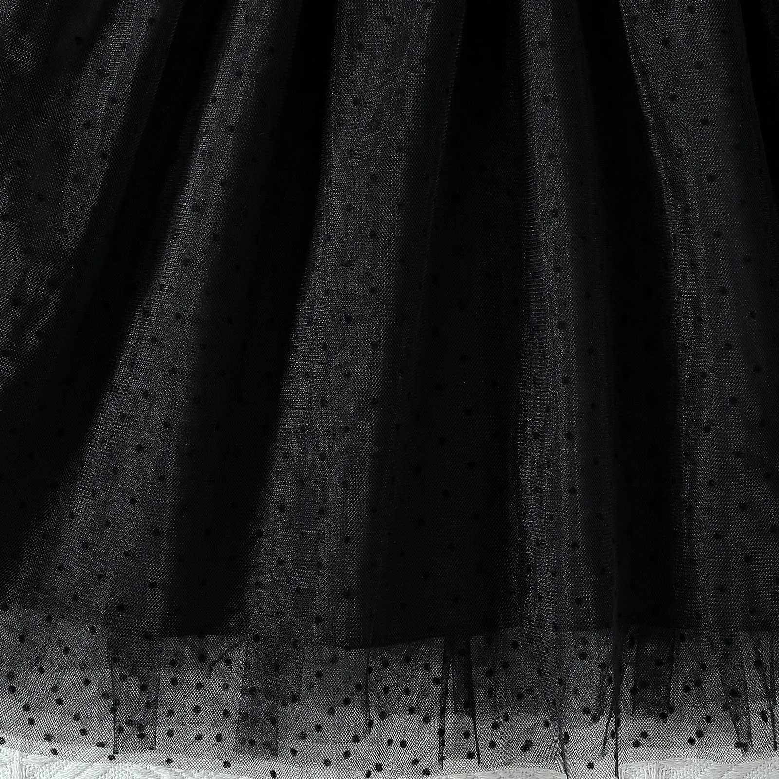 Girls Dress 2025 New Childrens Clothing Summer Short sleeved Black Princess Dress Par Baby Dress Childrens Fashion 1-8Y W250111