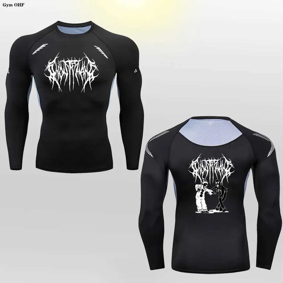 Graphic T-shirt mens clothing sportswear compression fast drying long sleeved running bodybuilding Jujitsu boxing underwear W250111