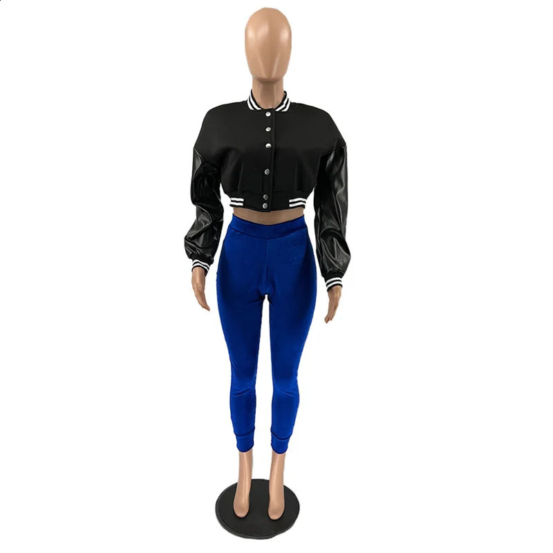 Fashion Leather Varsity Jacket Women Hipster Patchwork Autumn Casual Sporty Pink Streetwear Uniform Trend Crop Tops Coats 250109