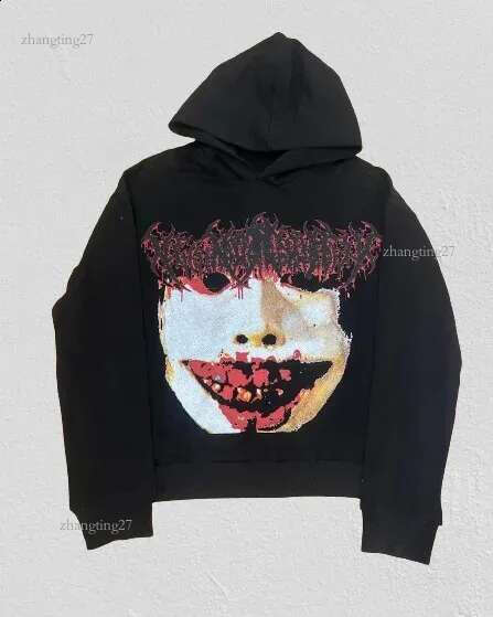 Streetwear Hoodies Harajuku Hip Hop Punk Crying Devil Graphic Print Pullover Hoodie Oversized Sweatshirt Y2K Clothing Men Women 240914