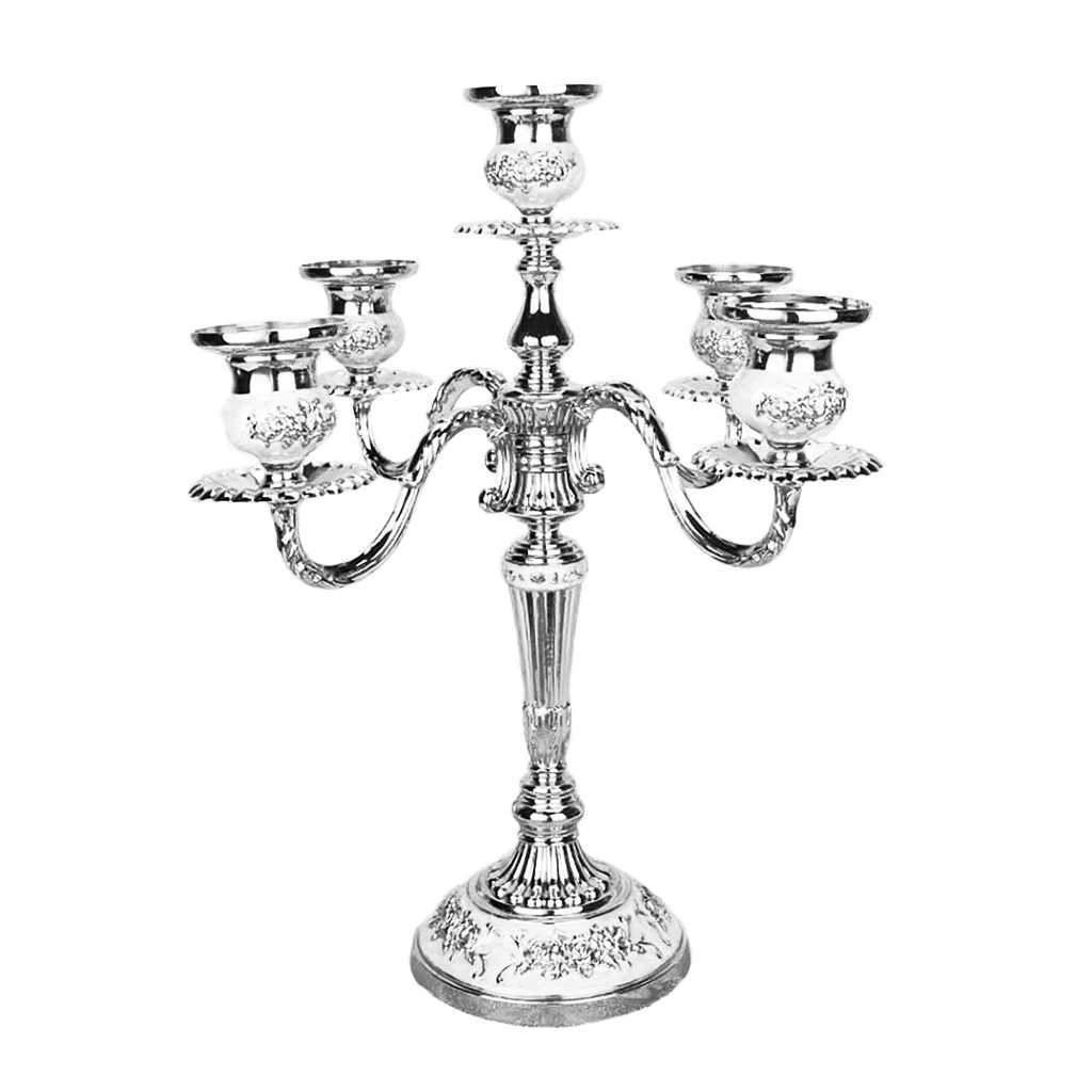 Alloy European Style Candlestick 5-Candelabra Candlestick 14 inch High Metal Candlestick Used for Home Wedding Decoration M250111
