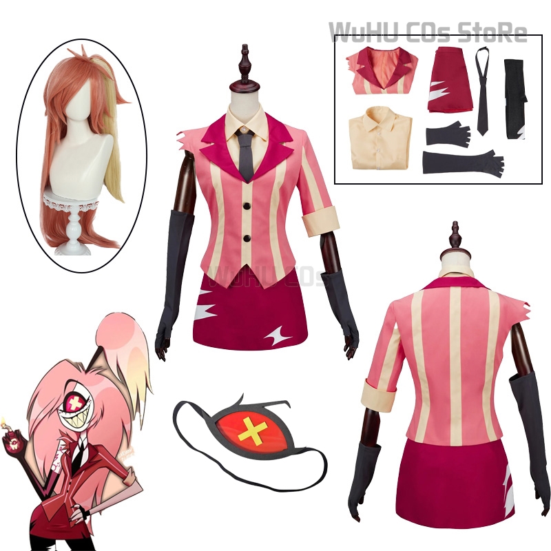 Hazbin Cartoon Hotel Cherri Bomb Costume Vaggie Cosplay Costume Gloves Suits Anime Wig Women Roleplay Fantasia Outfit Halloween